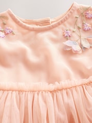 Pink Embroidered Mesh Dress (3mths-8yrs) - Image 8 of 10