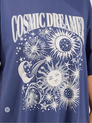 Yours Curve Blue Sleep T-Shirt Nightdress - Image 4 of 6