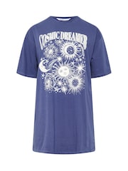 Yours Curve Blue Sleep T-Shirt Nightdress - Image 5 of 6