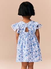 Floral azul - Vestido de manga anjo (3meses a8anos) - Imagem 3 de 11