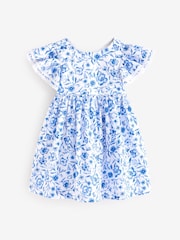 Floral azul - Vestido de manga anjo (3meses a8anos) - Imagem 7 de 11
