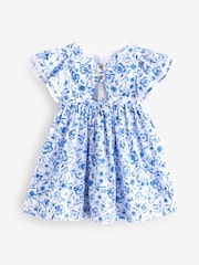 Floral azul - Vestido de manga anjo (3meses a8anos) - Imagem 8 de 11