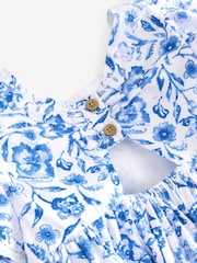 Floral azul - Vestido de manga anjo (3meses a8anos) - Imagem 9 de 11