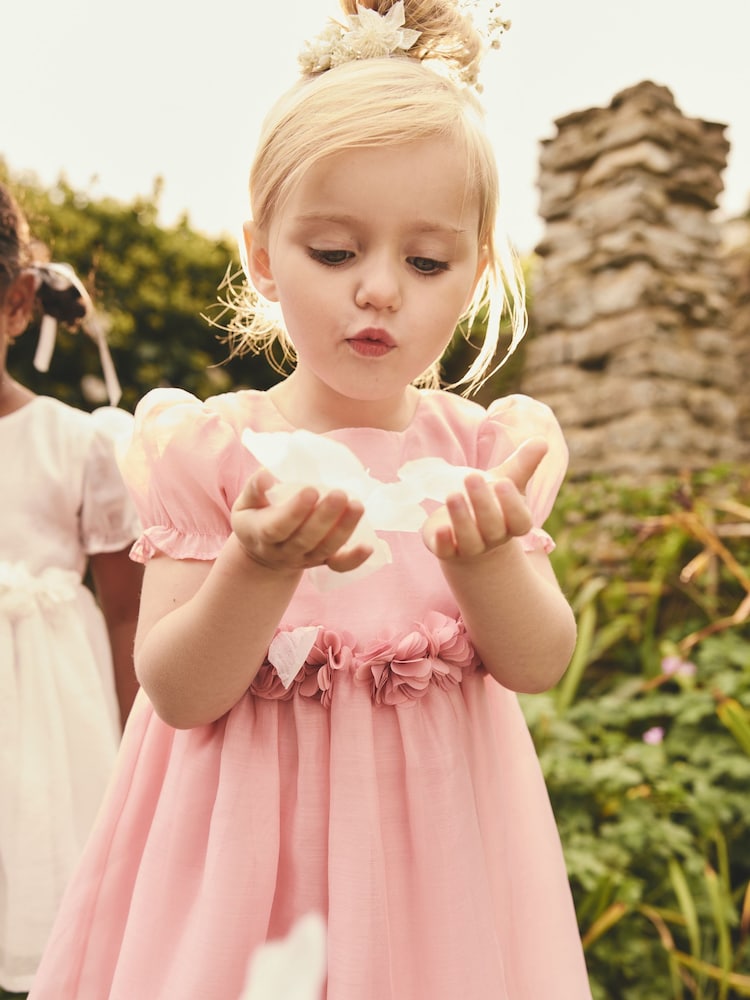 Pink Girl Flower Print Corsage Dress (3mths-8yrs) - Image 4 of 9