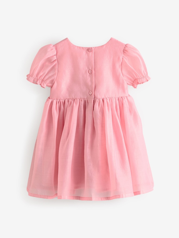 Pink Girl Flower Print Corsage Dress (3mths-8yrs) - Image 6 of 9