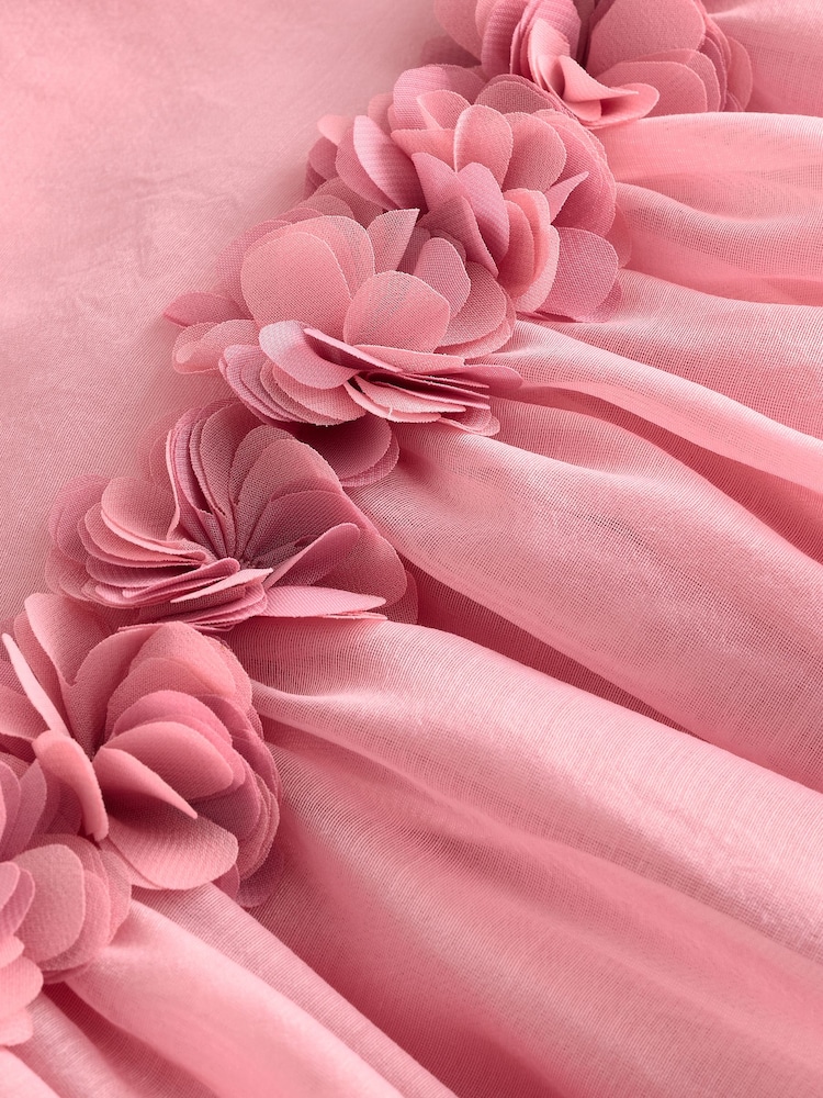 Pink Girl Flower Print Corsage Dress (3mths-8yrs) - Image 7 of 9