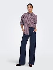 JDY Red Cotton Classic Stripe Shirt - Image 1 of 7