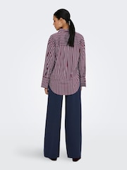 JDY Red Cotton Classic Stripe Shirt - Image 2 of 7