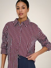 JDY Red Cotton Classic Stripe Shirt - Image 4 of 7