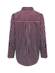 JDY Red Cotton Classic Stripe Shirt - Image 6 of 7