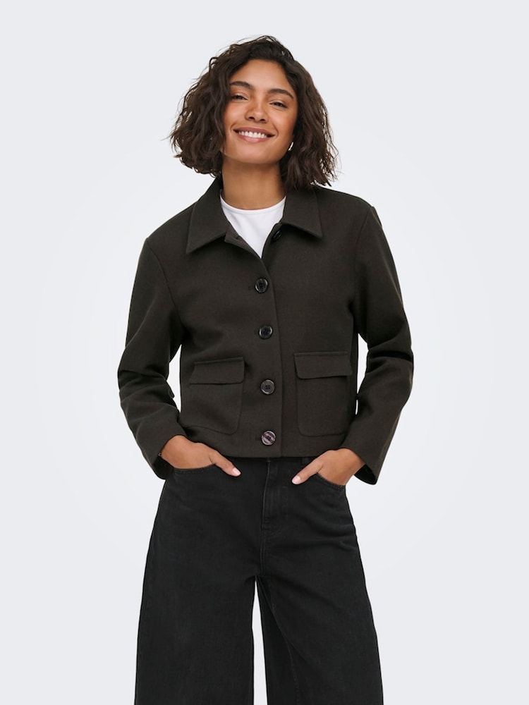 JDY Brown Short Smart Jacket - Image 1 of 5 JDY Brown Short Smart Jacket - Image 1 of 5