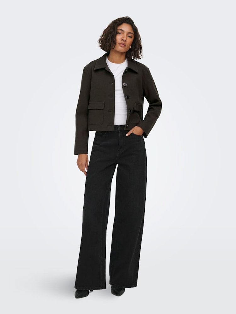 JDY Brown Short Smart Jacket - Image 2 of 5 JDY Brown Short Smart Jacket - Image 2 of 5