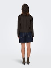 JDY Brown Faux Suede Jacket - Image 2 of 4