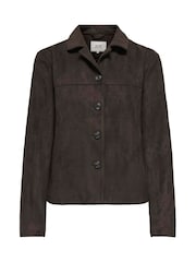 JDY Brown Faux Suede Jacket - Image 3 of 4