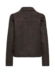 JDY Brown Faux Suede Jacket - Image 4 of 4