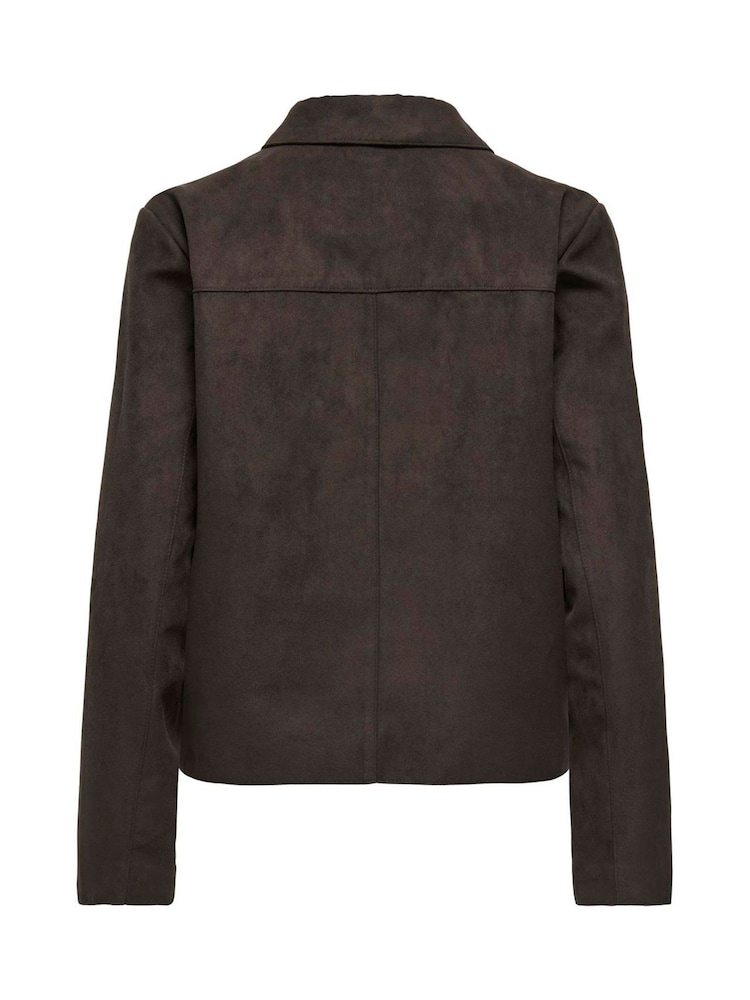 JDY Brown Faux Suede Jacket - Image 4 of 4 JDY Brown Faux Suede Jacket - Image 4 of 4