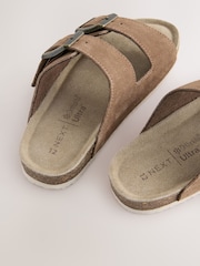 Tan Brown Suede Double Buckle Sandals - Image 3 of 5