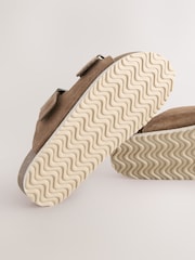 Tan Brown Suede Double Buckle Sandals - Image 5 of 5