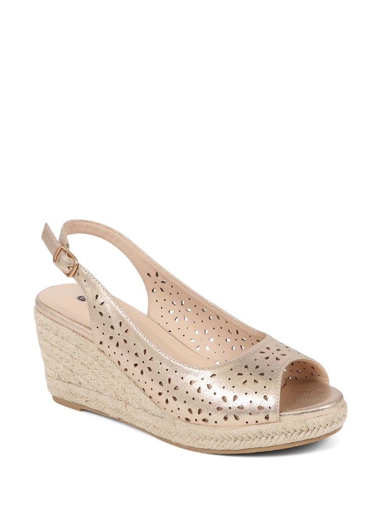 Pavers Gold Espadrille Wedge Sandals - Image 1 of 5