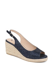 Pavers Blue Embellished Espadrille Sandals - Image 1 of 5