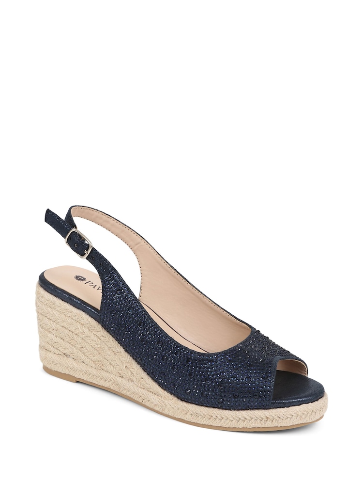 Pavers Blue Embellished Espadrille Sandals - Image 1 of 5