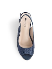 Pavers Blue Embellished Espadrille Sandals - Image 4 of 5