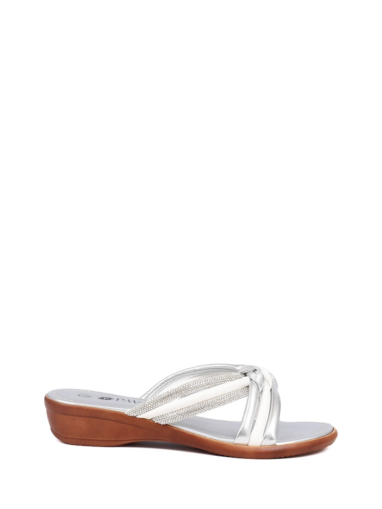 Pavers Silver Slip-On Mule Sandals - Image 2 of 5