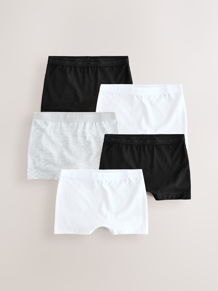 Black/White/Grey Short Briefs 5 Pack (2-16yrs) - Image 1 of 9 Black/White/Grey Short Briefs 5 Pack (2-16yrs) - Image 1 of 9