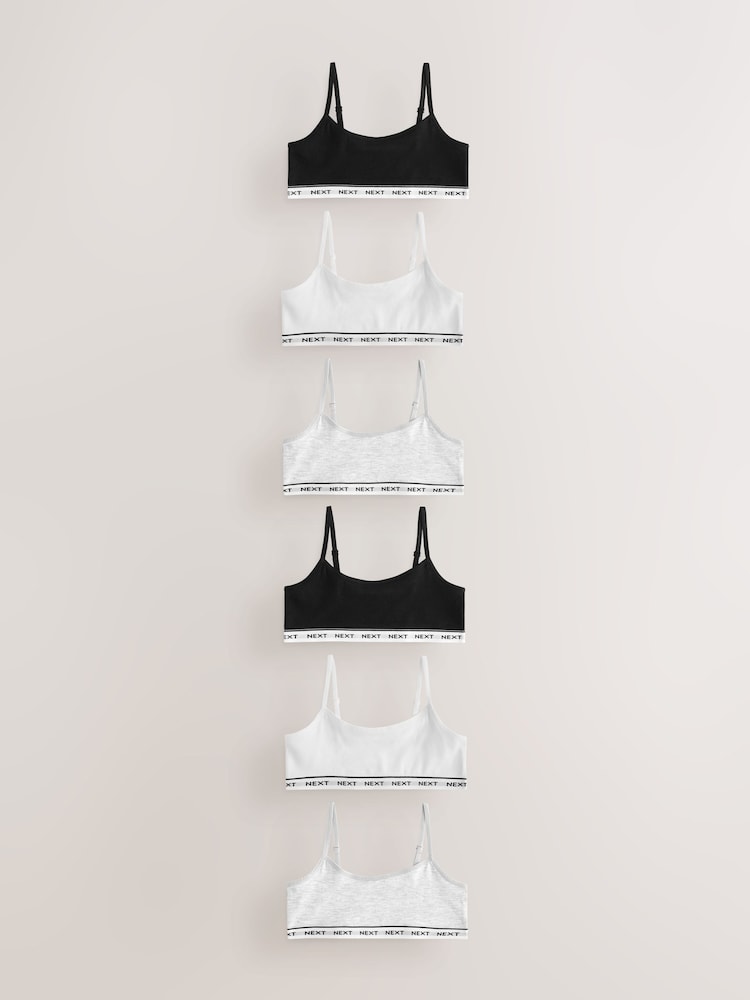 Black/White Strappy Crop Tops 7 Pack (5-16yrs) - Image 1 of 11