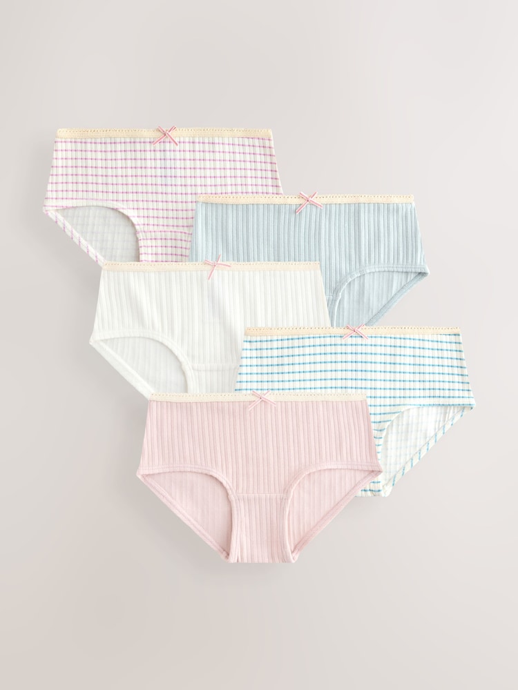 Stripe Pink Texture Hipsters 5 Pack (2-16yrs) - Image 1 of 9