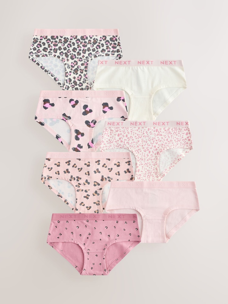 Pink/Cream Hipsters Briefs 7 Pack (2-16yrs) - Image 1 of 11