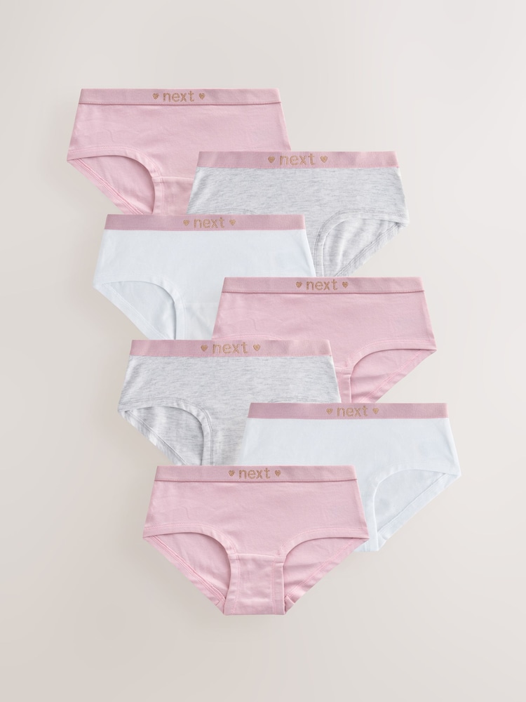 Pink/Grey Hipster Briefs 7 Pack (2-16yrs) - Image 1 of 11