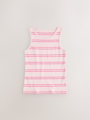Pink/Blue 100% Cotton Striped Vests 3 Pack (1.5-16yrs) - Image 2 of 7