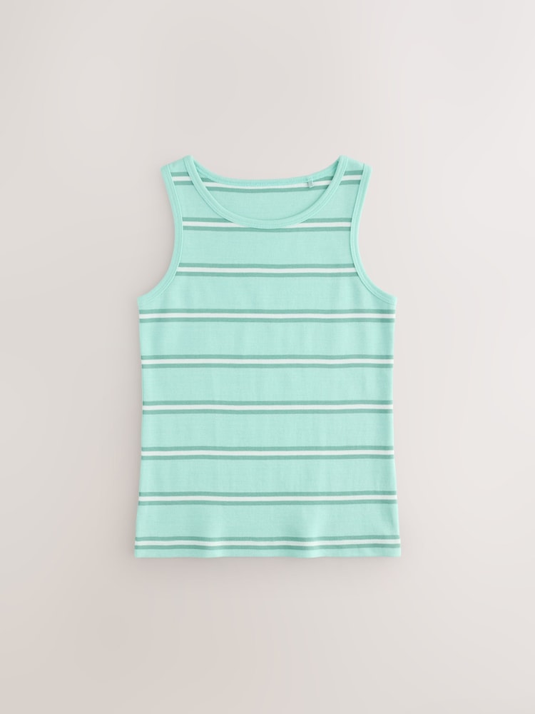 Pink/Blue 100% Cotton Striped Vests 3 Pack (1.5-16yrs) - Image 3 of 7
