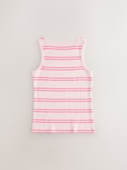 Pink/Blue 100% Cotton Striped Vests 3 Pack (1.5-16yrs) - Image 5 of 7