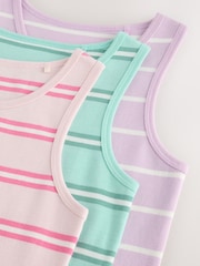 Pink/Blue 100% Cotton Striped Vests 3 Pack (1.5-16yrs) - Image 6 of 7