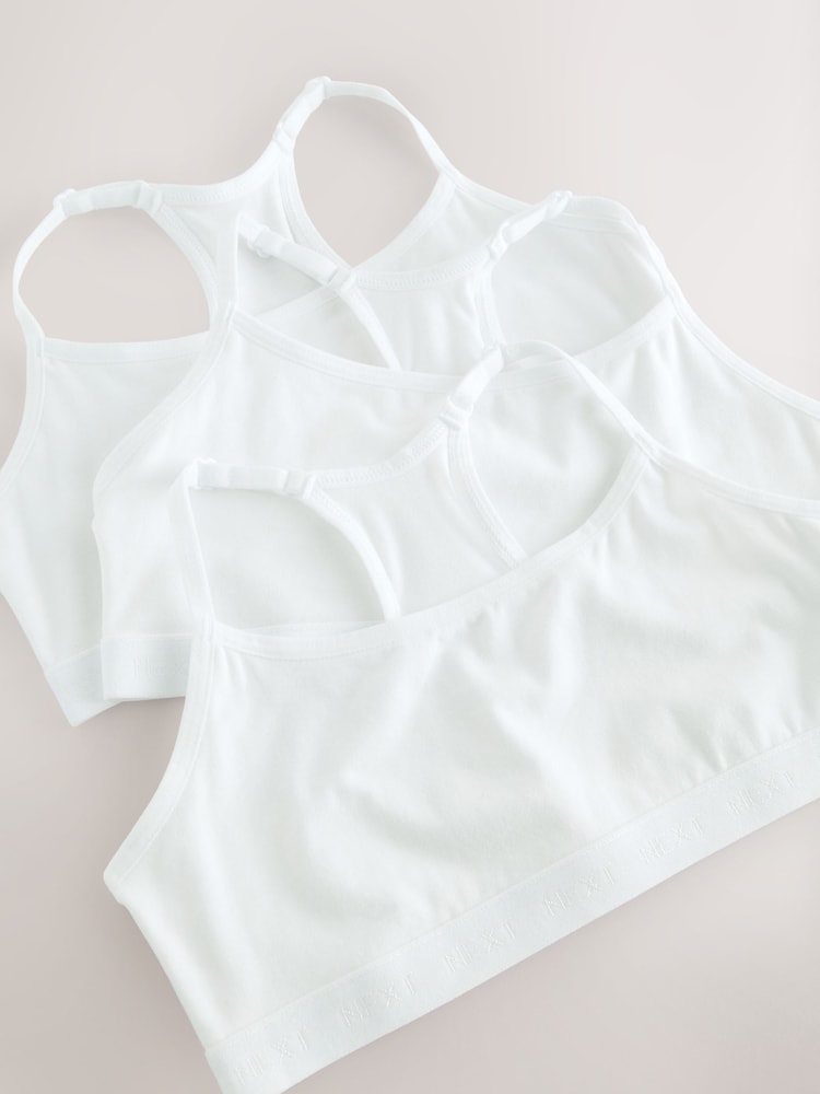 White Strappy Racer Back Crop Tops 3 Pack (5-16yrs) - Image 2 of 3
