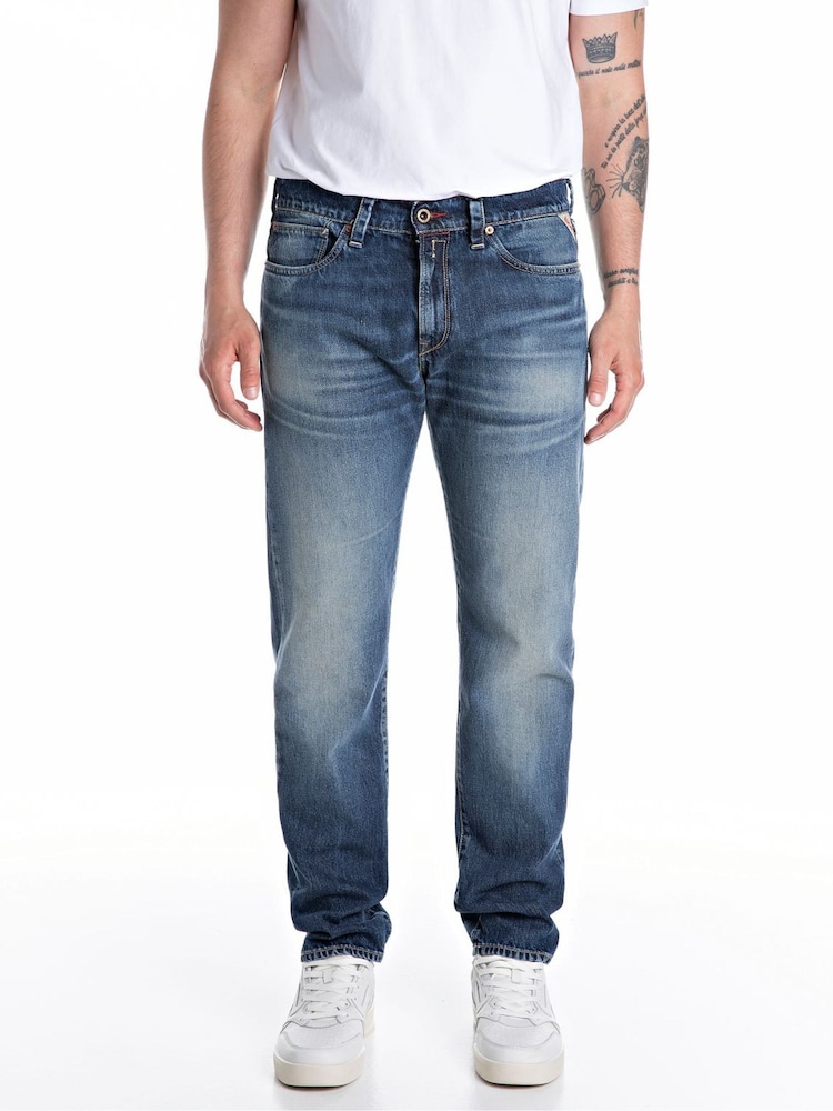 Replay Dark Blue Slim Fit Neaal Regular 100% Cotton Jeans - Image 2 of 9
