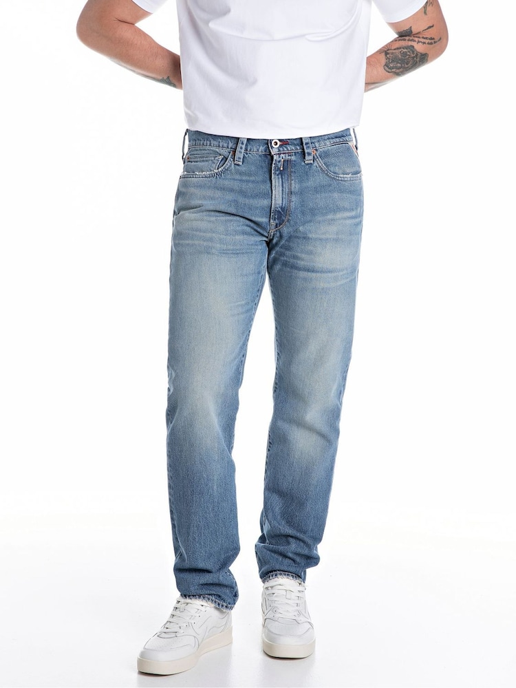Replay Medium Blue Slim Fit Neaal Regular 100% Cotton Jeans - Image 1 of 4