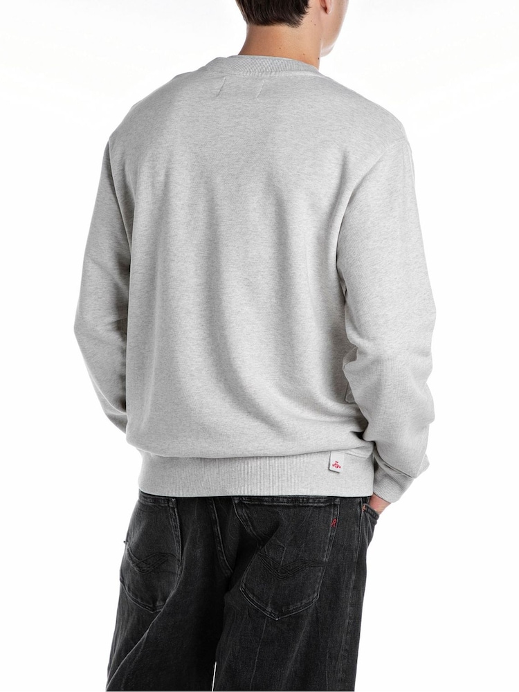 Replay Grey Jeans Embroidered 100% Cotton Sweatshirt - Image 2 of 3