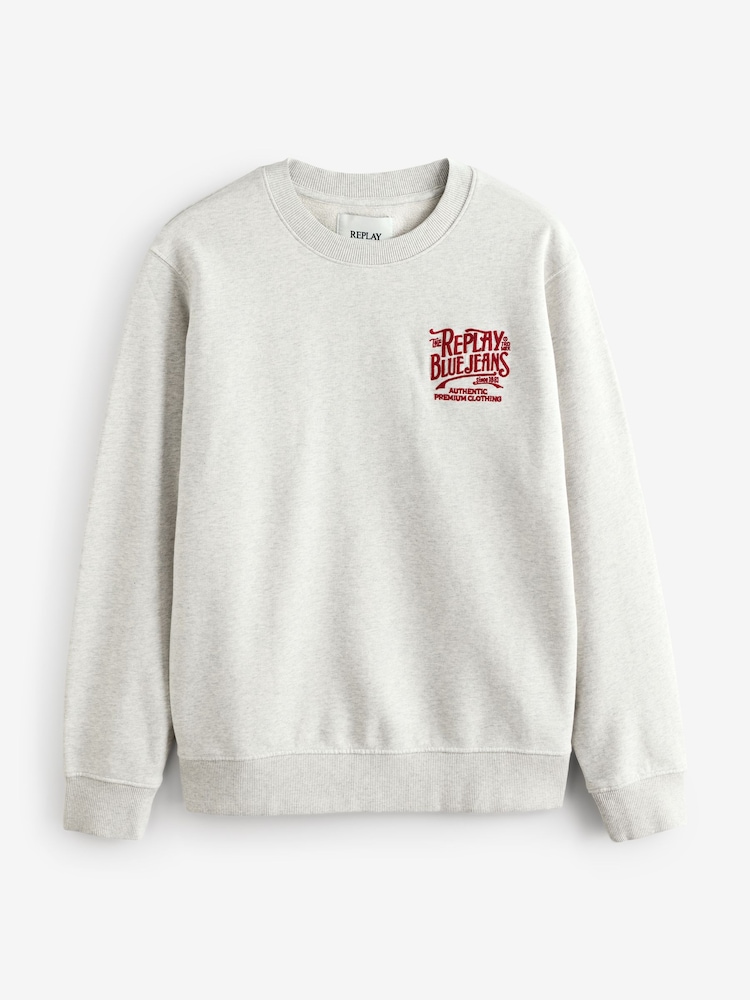 Replay Grey Jeans Embroidered 100% Cotton Sweatshirt - Image 3 of 3