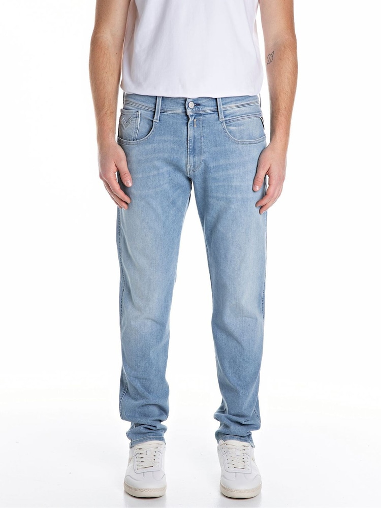 Replay Light Blue Anbass Hyperflex Slim Fit Jeans - Image 1 of 4