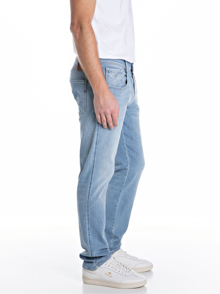 Replay Light Blue Anbass Hyperflex Slim Fit Jeans - Image 3 of 4