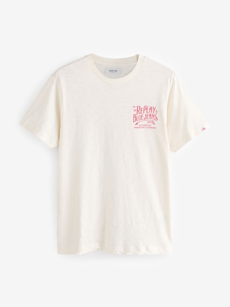 Replay White 100% Cotton Jeans Back Print T-Shirt - Image 4 of 4