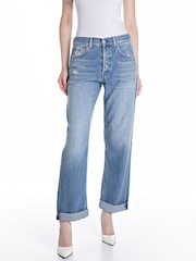 Replay Light Blue Boyfriend Barrel Fit Aubry Relaxed Jeans - Image 1 of 3