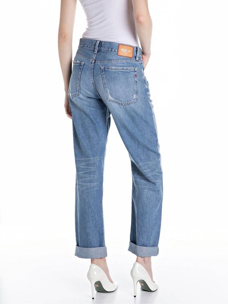 Replay Light Blue Boyfriend Barrel Fit Aubry Relaxed Jeans - Image 2 of 3