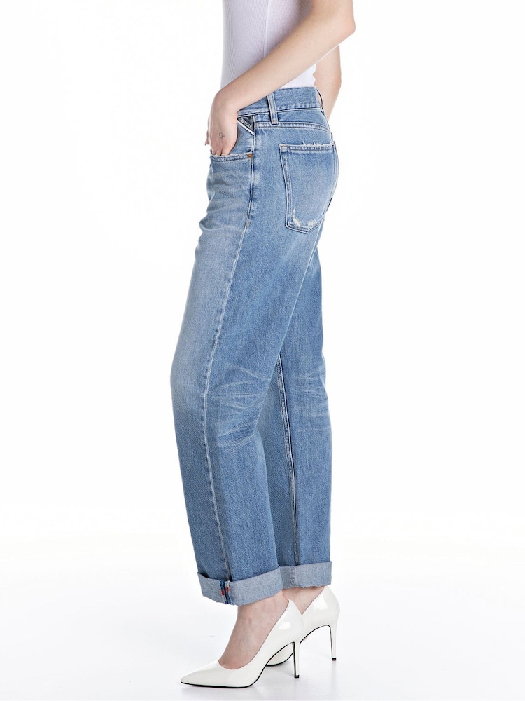 Replay Light Blue Boyfriend Barrel Fit Aubry Relaxed Jeans - Image 3 of 3