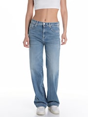 Replay Medium Blue Melja Relaxed Straight Fit Jeans - Image 1 of 4