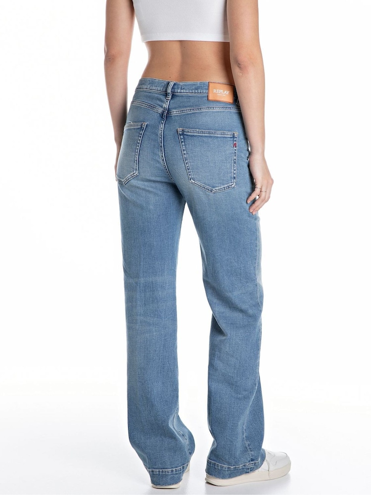 Replay Medium Blue Melja Relaxed Straight Fit Jeans - Image 2 of 4
