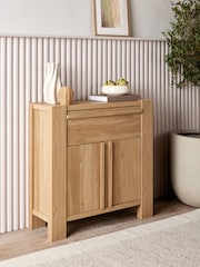 Natural Heath Oak Effect Space Saving Small Sideboard - Image 1 of 10